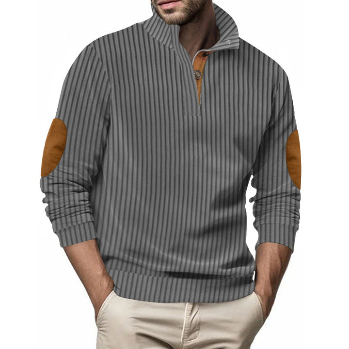 Knit sweater for men with a high collar and unique elbow patches Lune London
