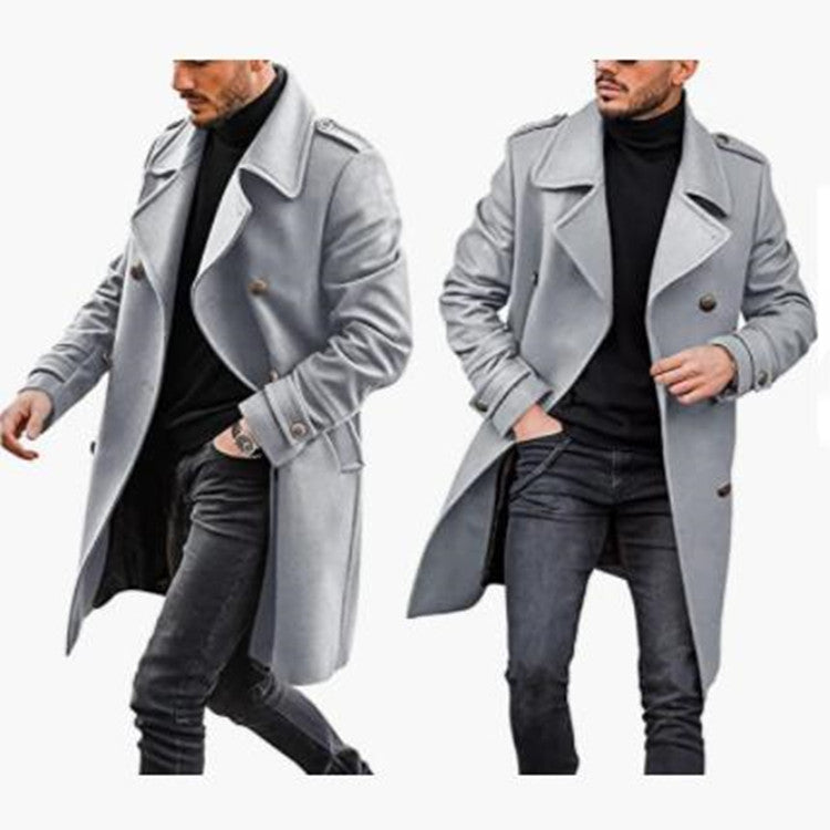 Fashion wool coat for men with casual collar and double buttons Lune London