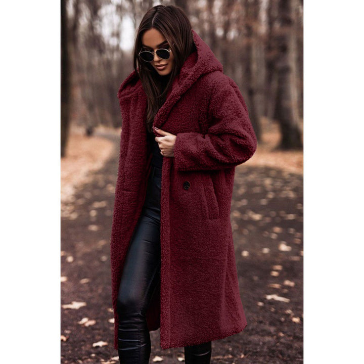 Cozy fleece coat for women with hoodie and practical pockets Lune London