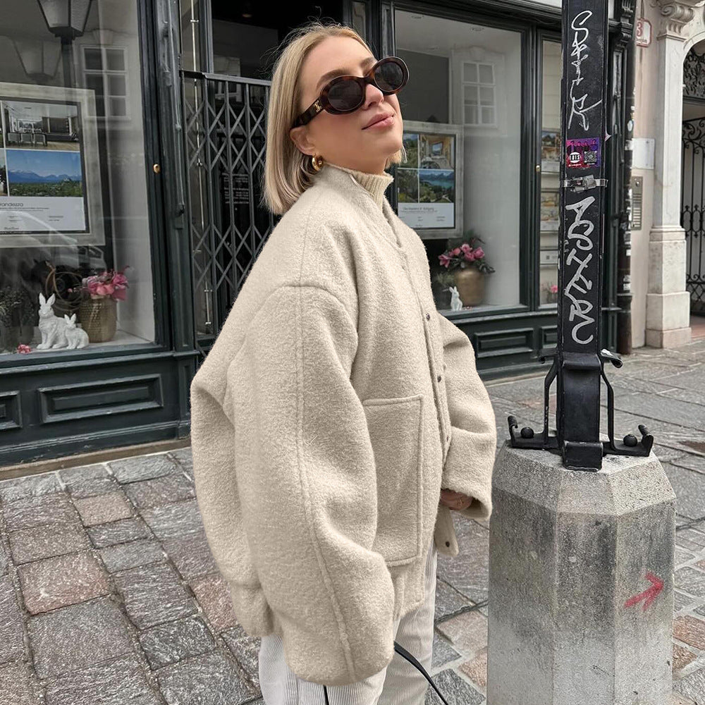 Veste en polaire surdimensionnée pour femmes avec fermeture à boutons Chic & Stil
