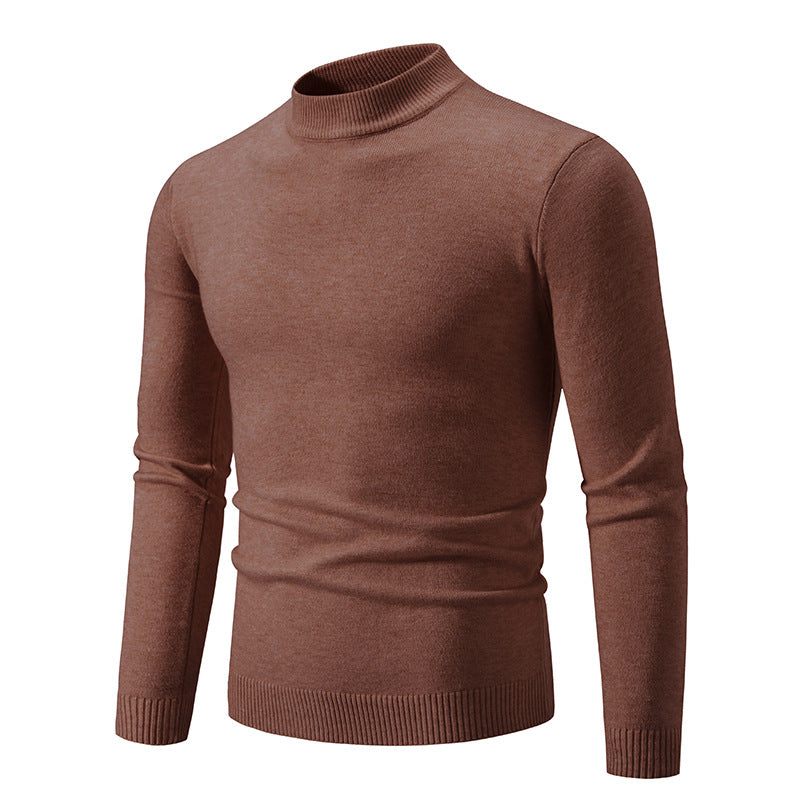 Men's Fine Knit Pullover with High Collar and Elastic Cuffs Lune London