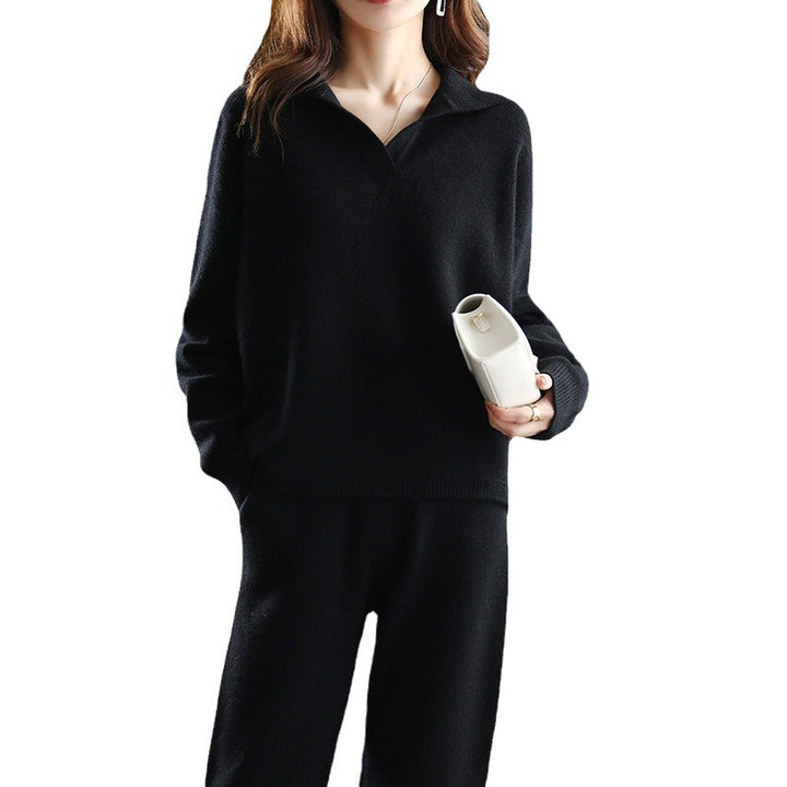 Casual sweater for women with polo collar and fine texture Lune London