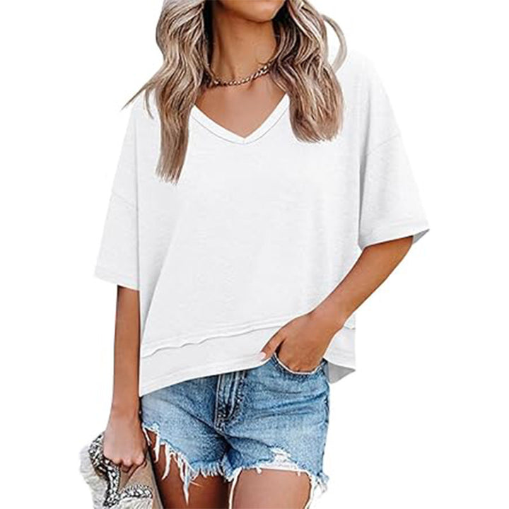 Lune London loose casual V-neck t-shirt for women