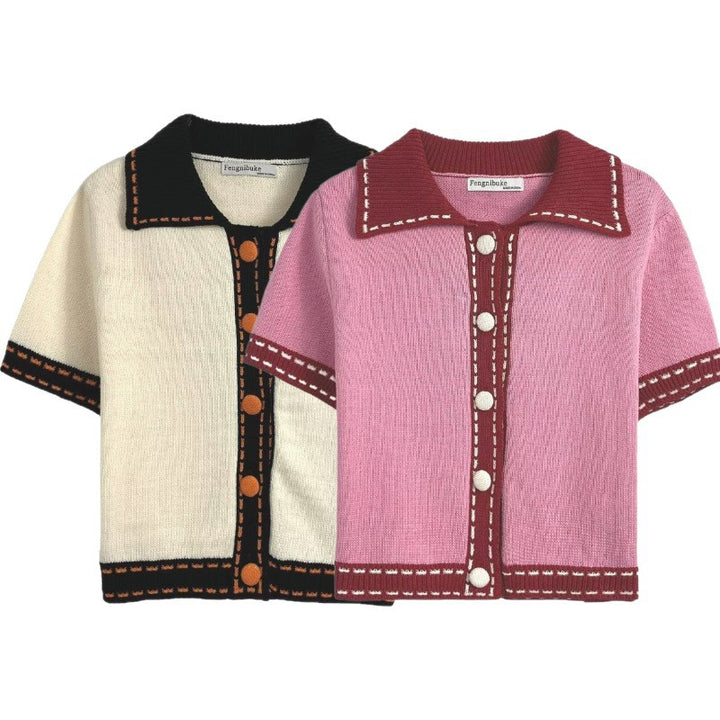 Short-sleeve sweater for ladies with contrasting details Lune London