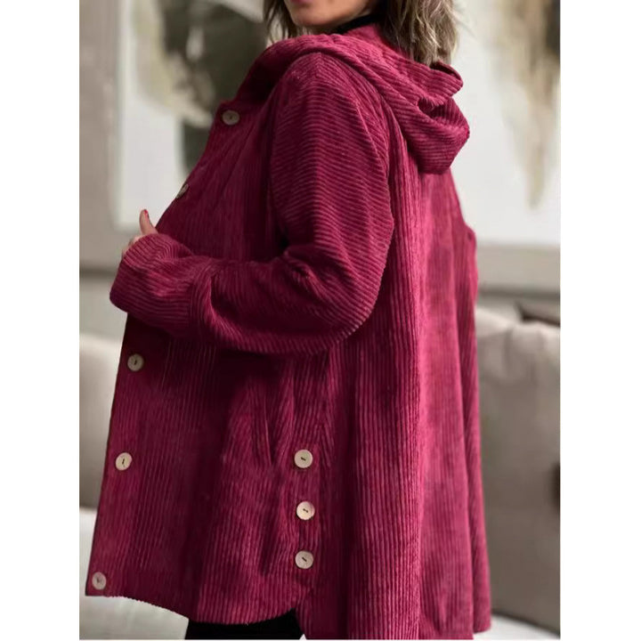 Ladies cozy hooded jacket in fine ribbed fabric Lune London