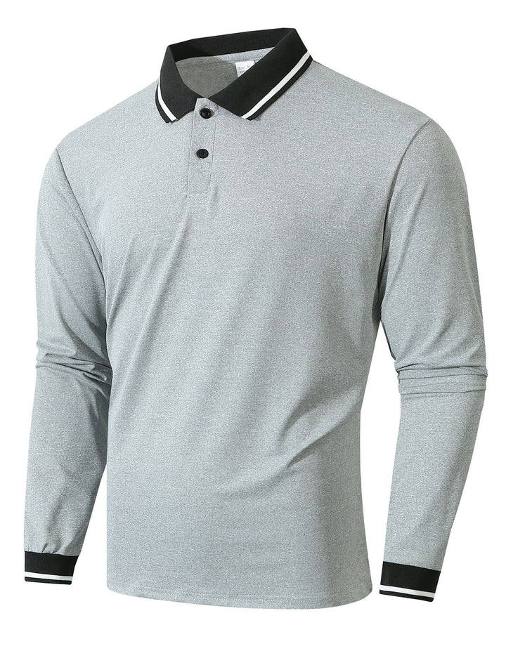 Men's long sleeve polo shirt with sporty ribbed structure Lune London
