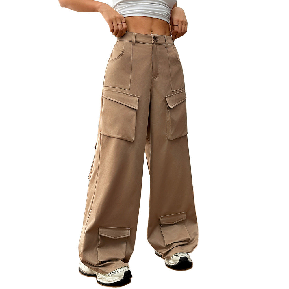 Pantalons cargo larges pour femmes avec poches pratiques et taille élastique Chic & Stil