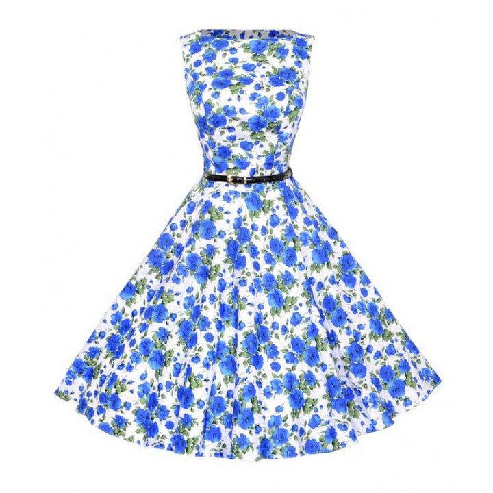Robe Swing pour Femmes avec Motif Floral et Ceinture Chic & Stil