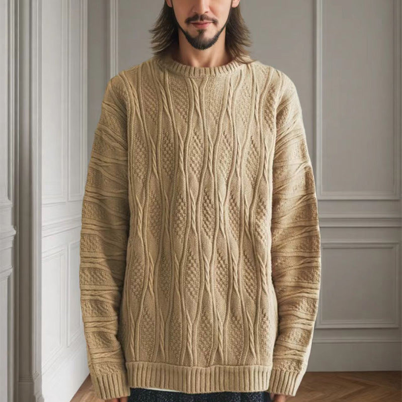 Chunky knit sweater for women with a unique honeycomb pattern and a high collar Lune London
