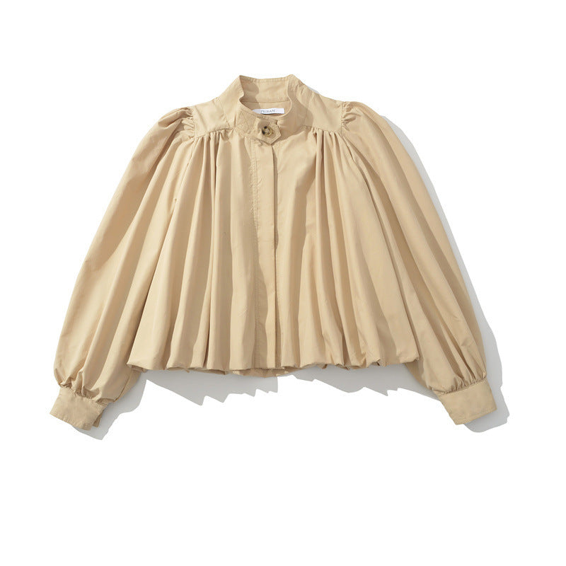 Stylish women's bomber jacket with unique draping and chic button details