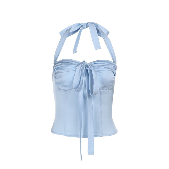 Ladies Satin Halterneck Top Lune London