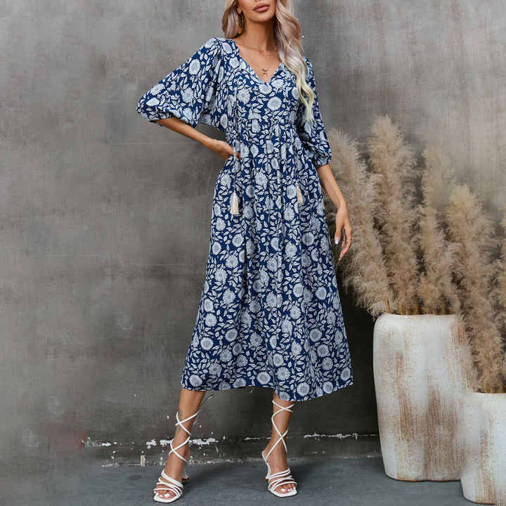 Lune London bohemian floral midi dress for women