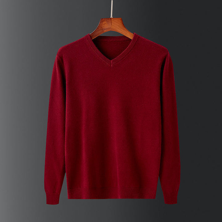 Elegant men's sweater in fine wool with V-neck Lune London