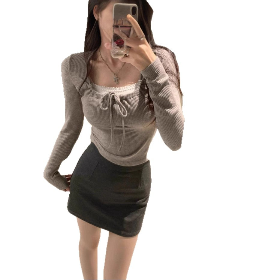 Women's fitted long sleeve top with sophisticated cord detail Chic & Stil