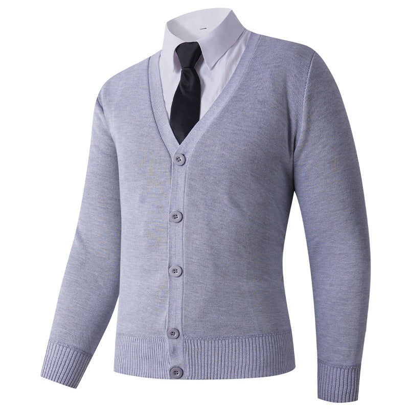 Men's knit jacket with V neck and button closure Lune London