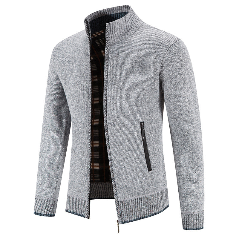 Men's knit jacket with high collar and practical zippered pockets Lune London
