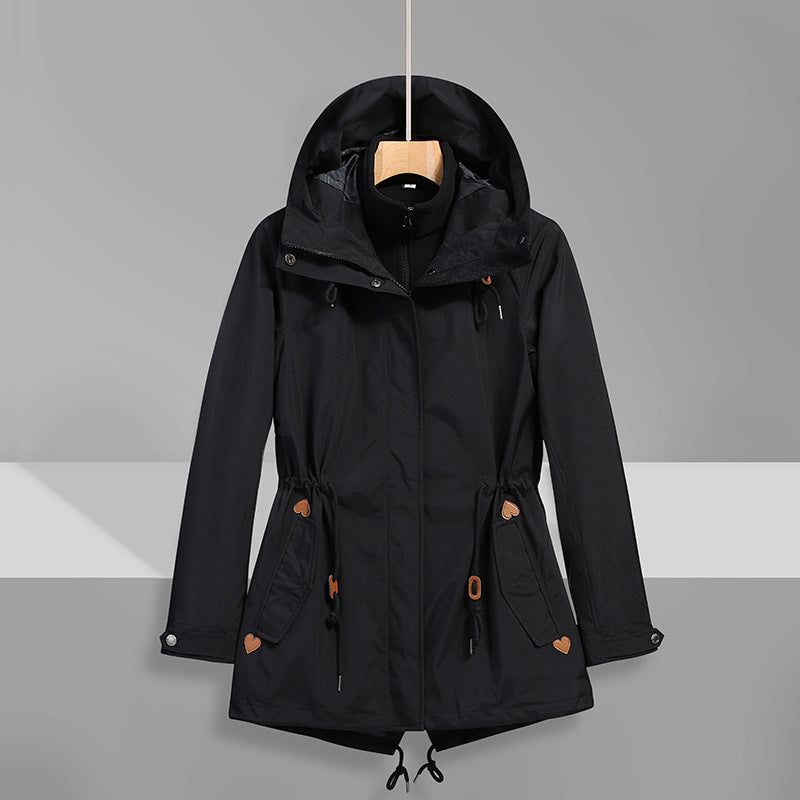 Women's waterproof transition jacket with adjustable hood system and practical pockets Lune London