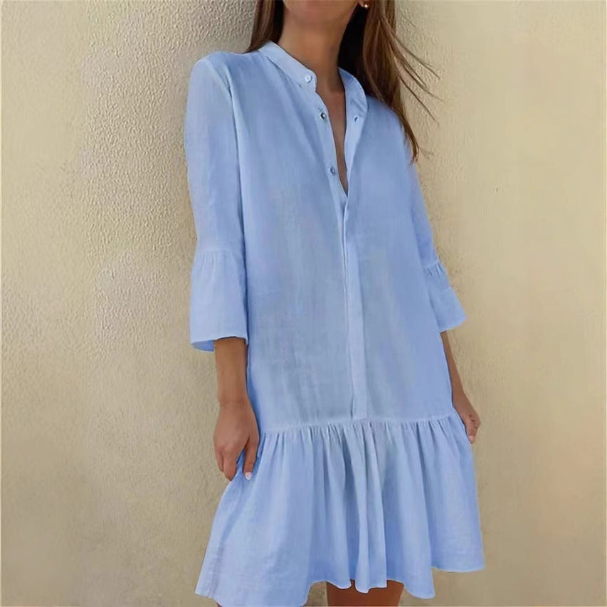 Shirt dress for women with ruffles Lune London
