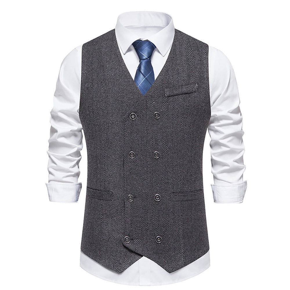 Elegant double-breasted vest for men with textured design Lune London