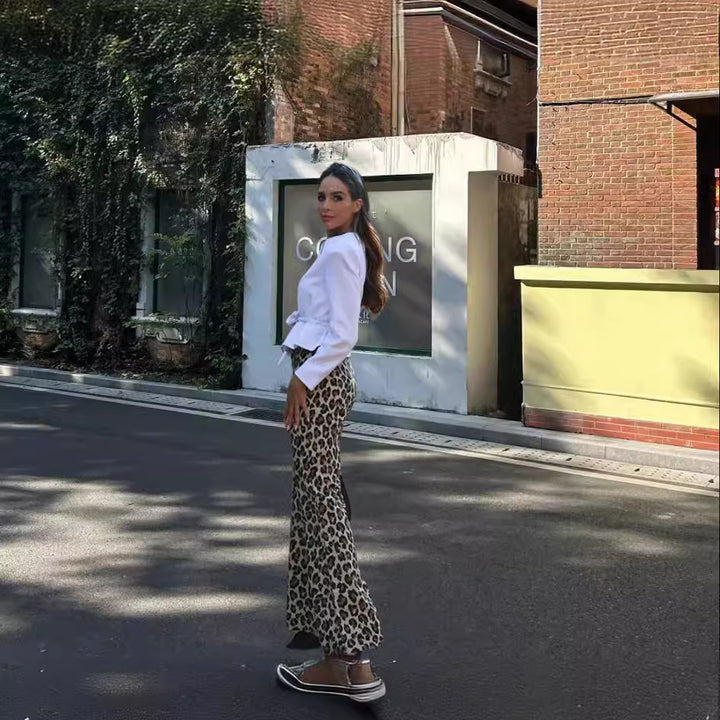 Lune London Women's Fabric Animal Print Pants