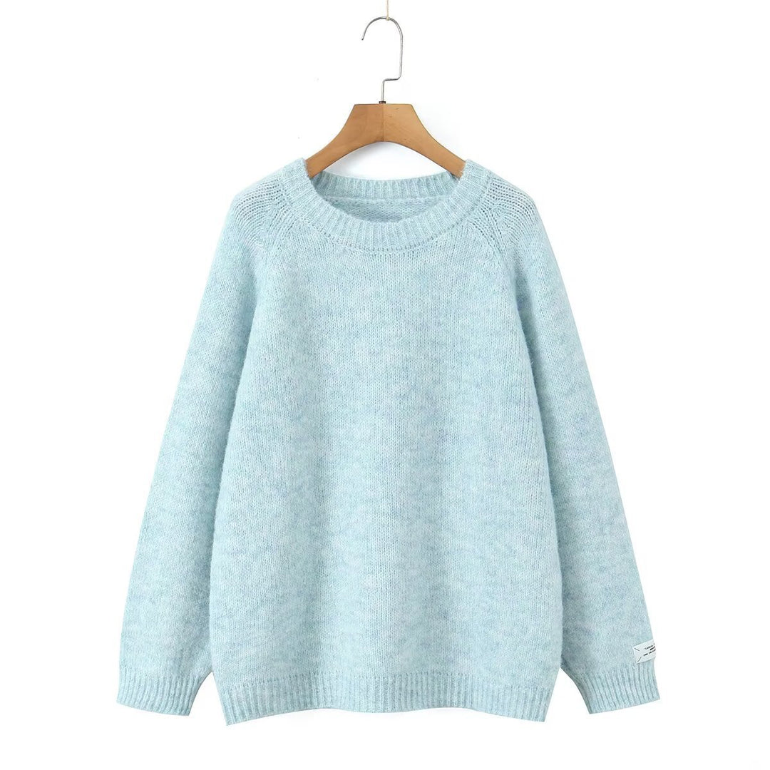 Pull en tricot confortable pour femmes avec col rond