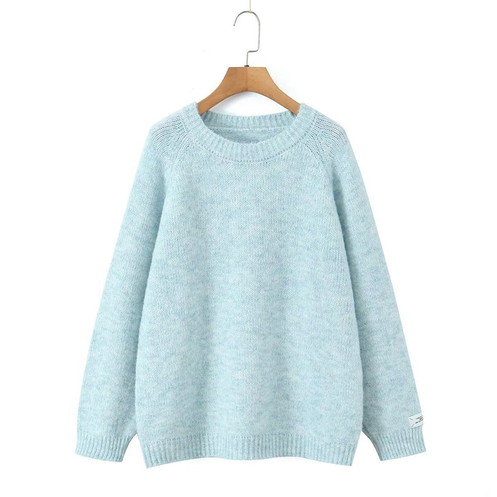 Pull en tricot confortable pour femmes avec col rond