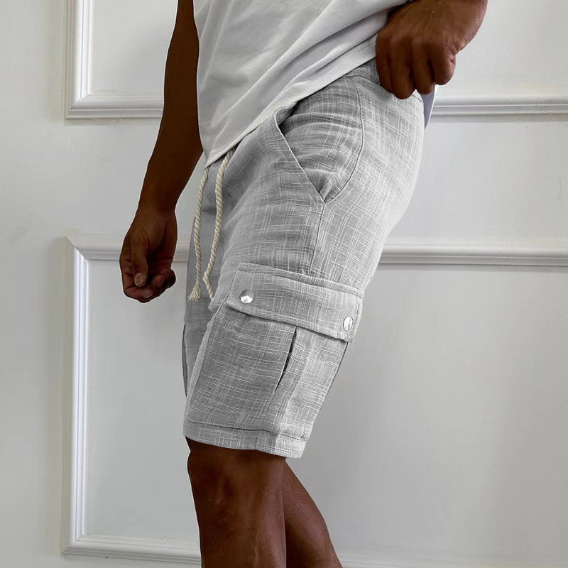 Shorts cargo pour hommes en mélange de lin respirant avec poches latérales pratiques Lune London