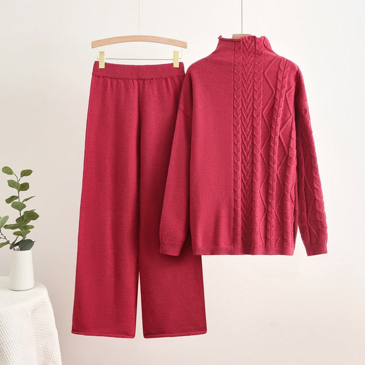 Comfortable knit loungewear set for women with high collar Lune London