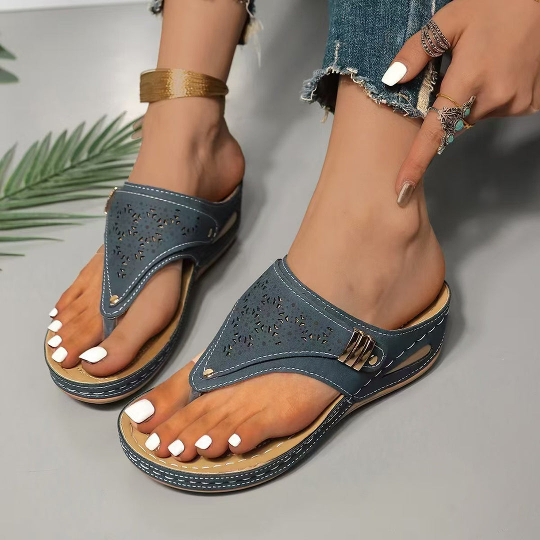 Elegant slide sandals for ladies with cutouts Lune London