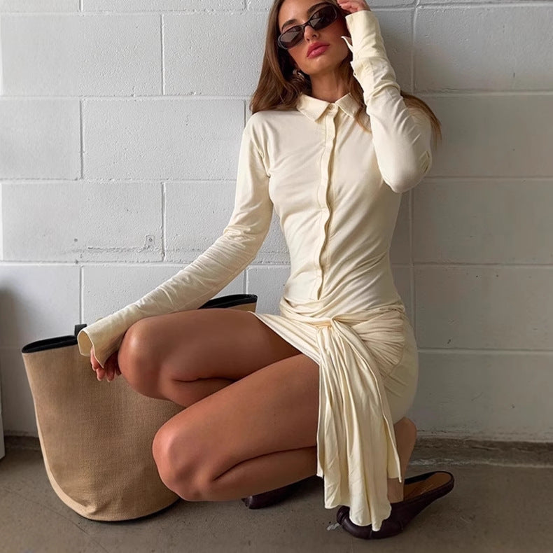 Shirt dress for women with side laces and long sleeves Lune London