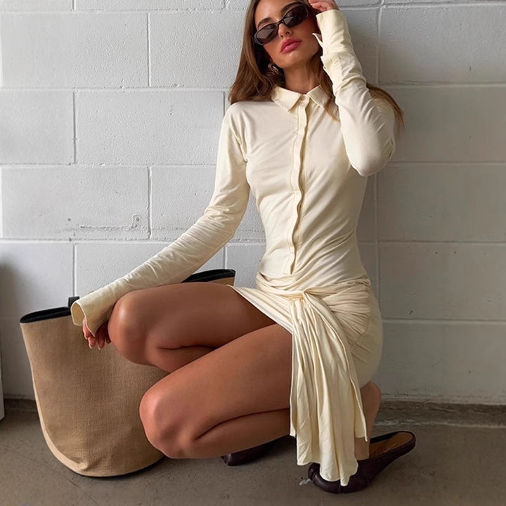Shirt dress for women with side laces and long sleeves Lune London