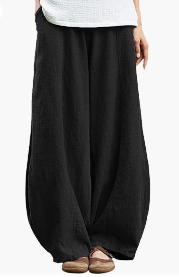 Wide linen pants for women with elastic waistband and convenient pockets Lune London