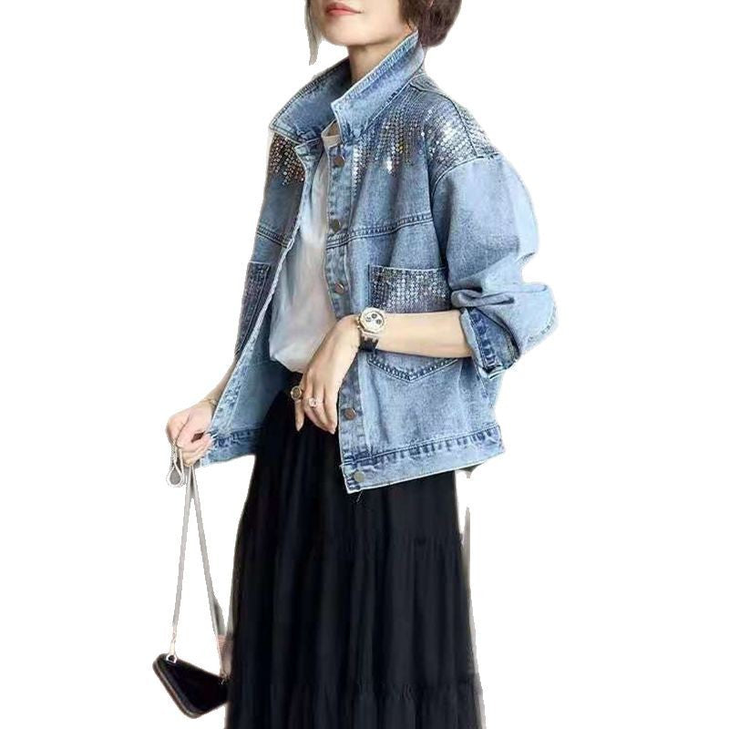 Women’s denim jacket with sequin embellishments Lune London