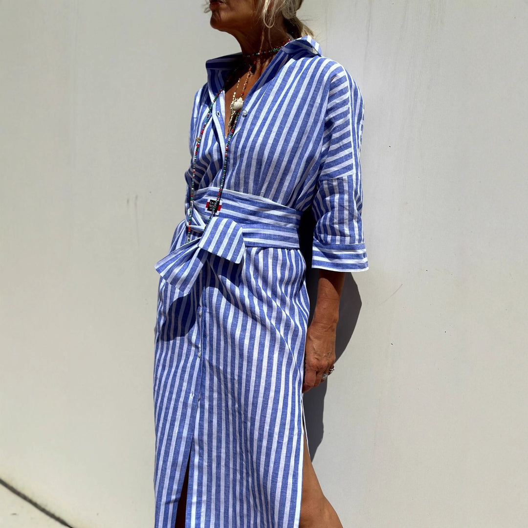 Shirt dress for women with a modern lacing design and side slits Lune London