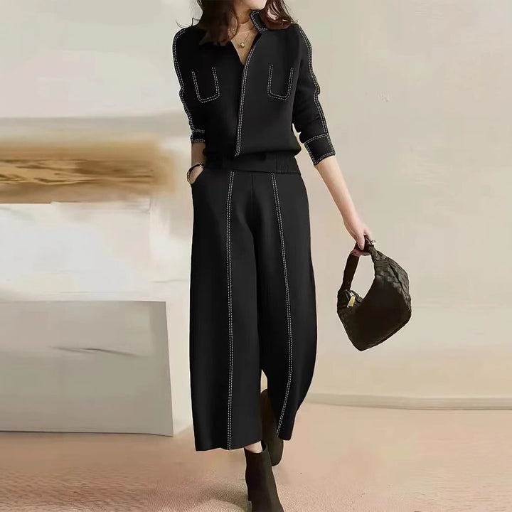 Elegant wide pants for women with decorative seams Lune London
