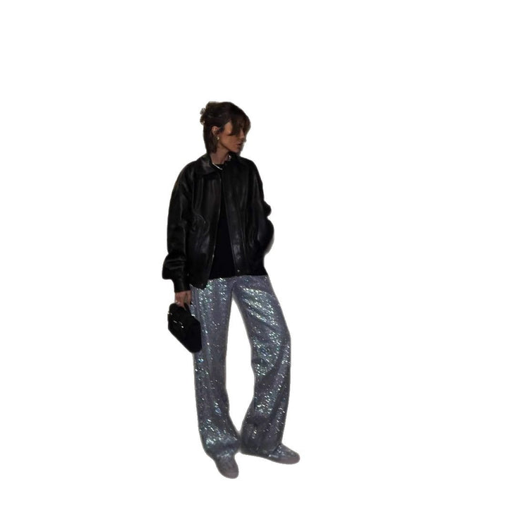 Ladies elegant leather jacket with relaxed fit and practical pockets Lune London