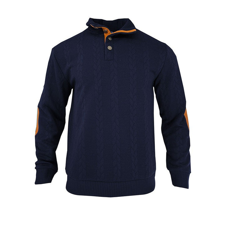 Knit sweater for men with high collar and trendy cable design Lune London