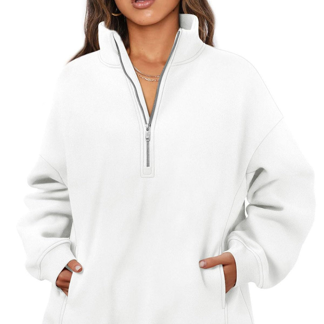 Casual oversized fleece sweater for women with high collar Lune London