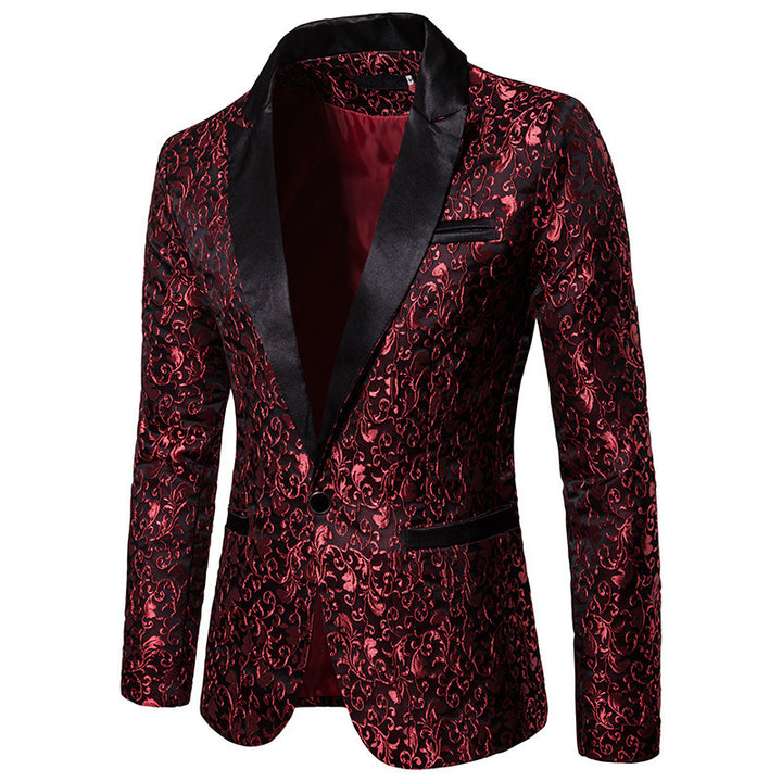 Chic Floral Patterned Festive Jacquard Blazer for Men and Style