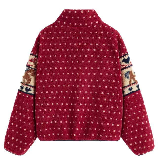 Veste en polaire pour femmes avec imprimé animal et col haut Chic & Stil