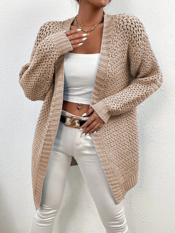 Thick knit jacket for women with a modern crochet pattern and a relaxed fit Lune Londonl