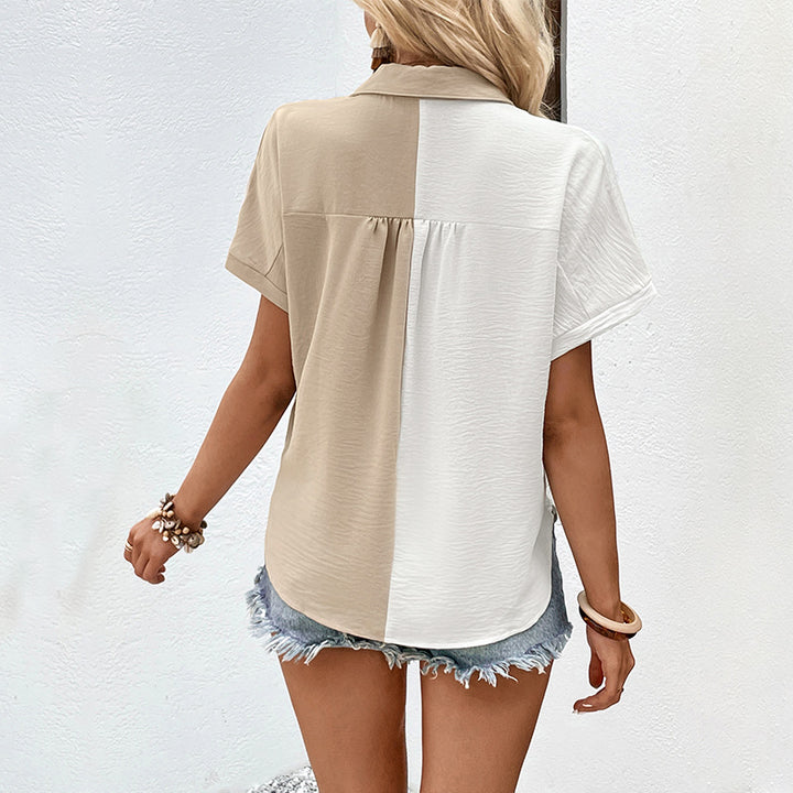 Women's blouse with contrasting collar and practical pockets Lune London