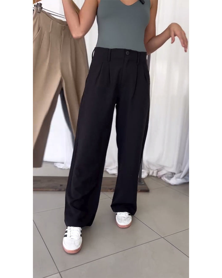Pantalons hauts décoratifs pour femmes avec plis Chic & Stil