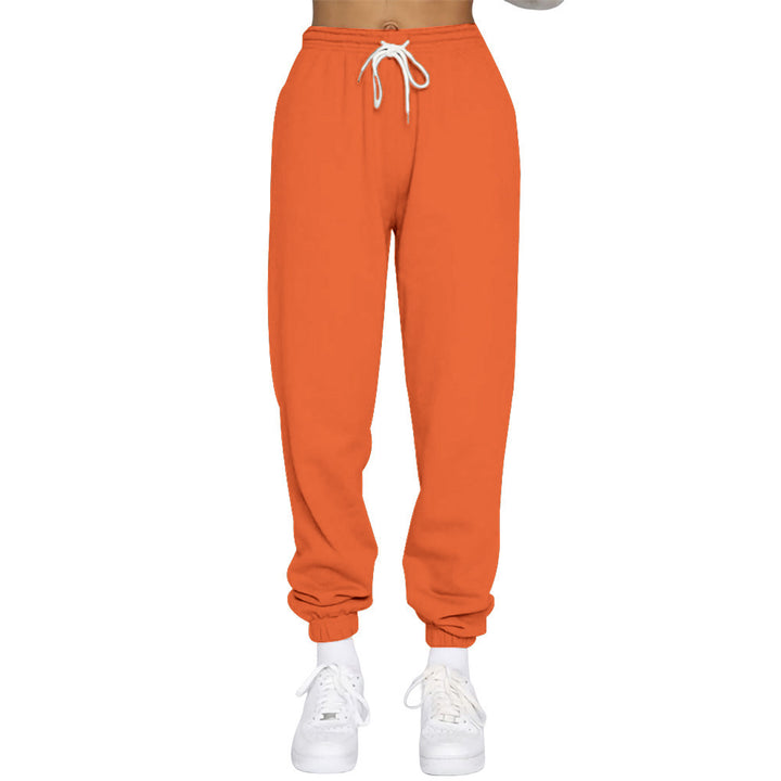 Sporty high-waisted jogger pants for women with drawstring Lune London
