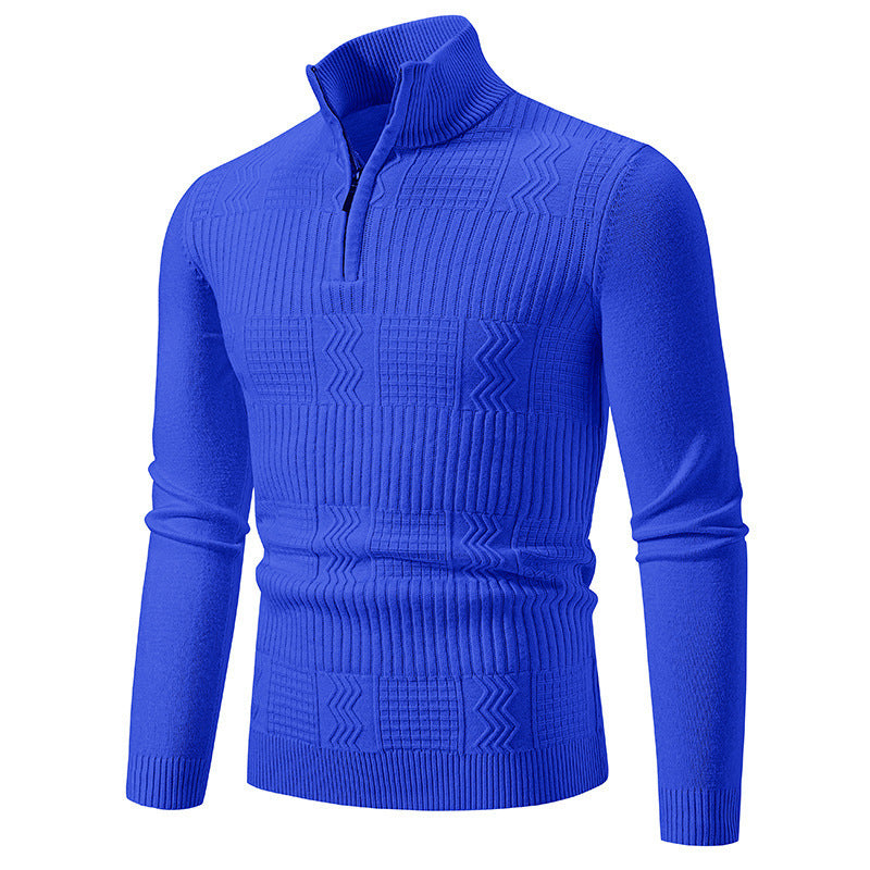 Knitted sweater for men with high collar and zipper Lune London