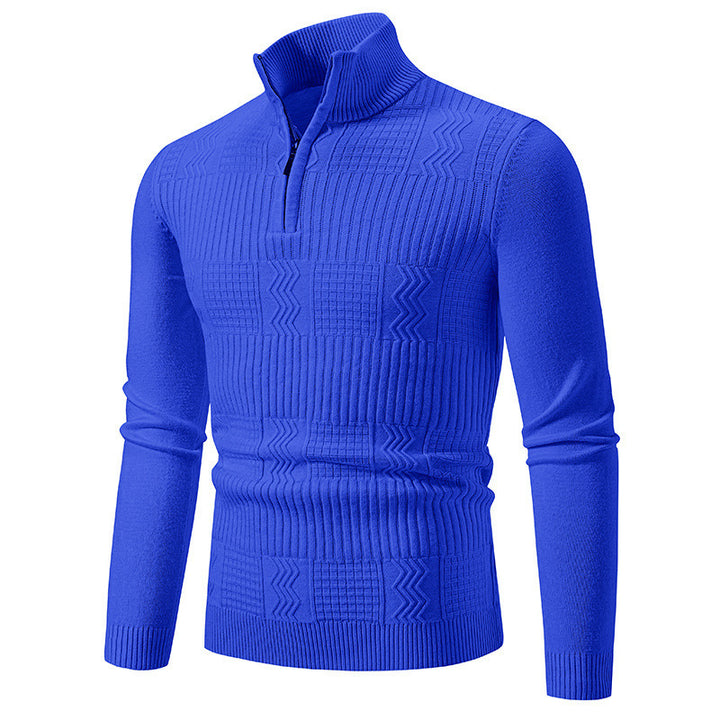 Knitted sweater for men with high collar and zipper Lune London