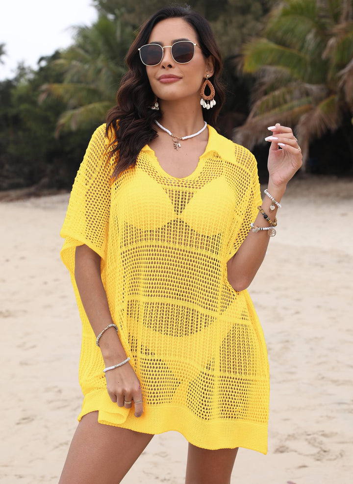Ladies Lightweight Crochet Swimsuit Cover Top Tunic Lune London