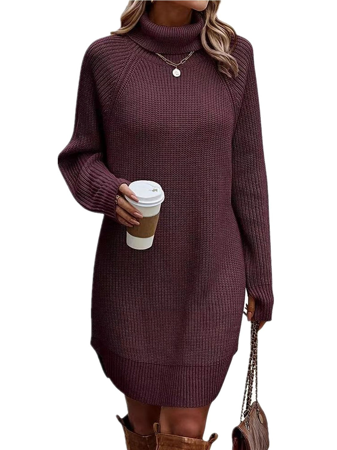 Knit dress for women with high collar Lune London