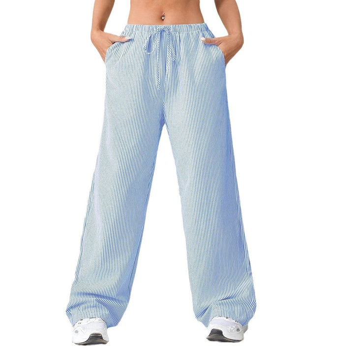 Wide striped pants for women with a comfortable elastic waistband Lune London