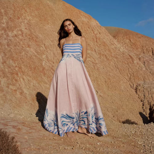 Ladies maxi dress with subtle gradient and floral pattern Lune London